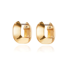 pair of gold Chubby Cushion Huggiehoop earrings on white background 