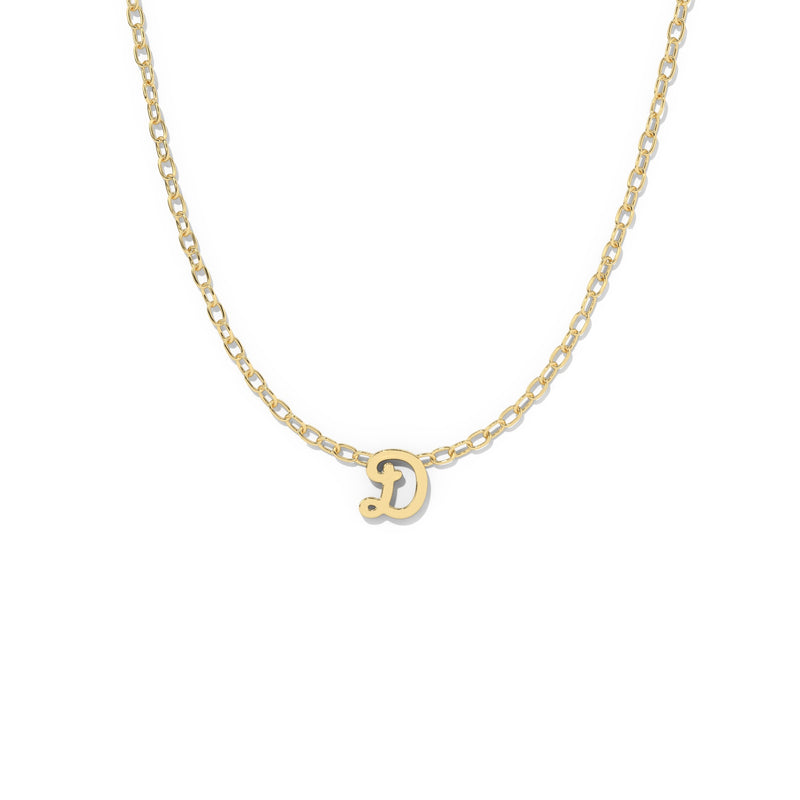 Script Initial Necklace- Yellow Gold –  D