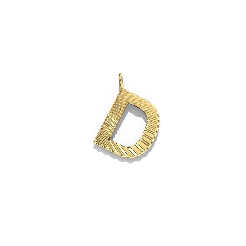 Lifestyle Studio - Fluted D  Letter Pendant in 10K Yellow Gold   available at Hickox, Mississauga, Canada  