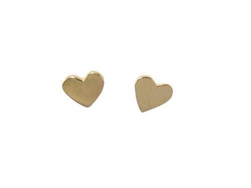 Yellow Gold Heart  Stud Earrings- The Right Hand Gal 