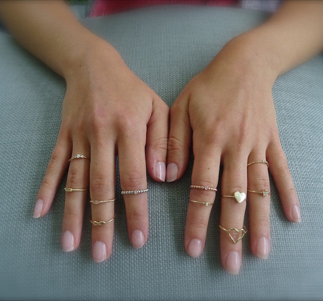 Closed Heart Gold Ring  on model - The Right Hand Gal 