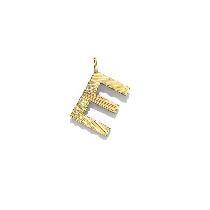 Lifestyle Studio - Fluted E Letter Pendant in 10K Yellow Gold   available at Hickox, Mississauga, Canada  