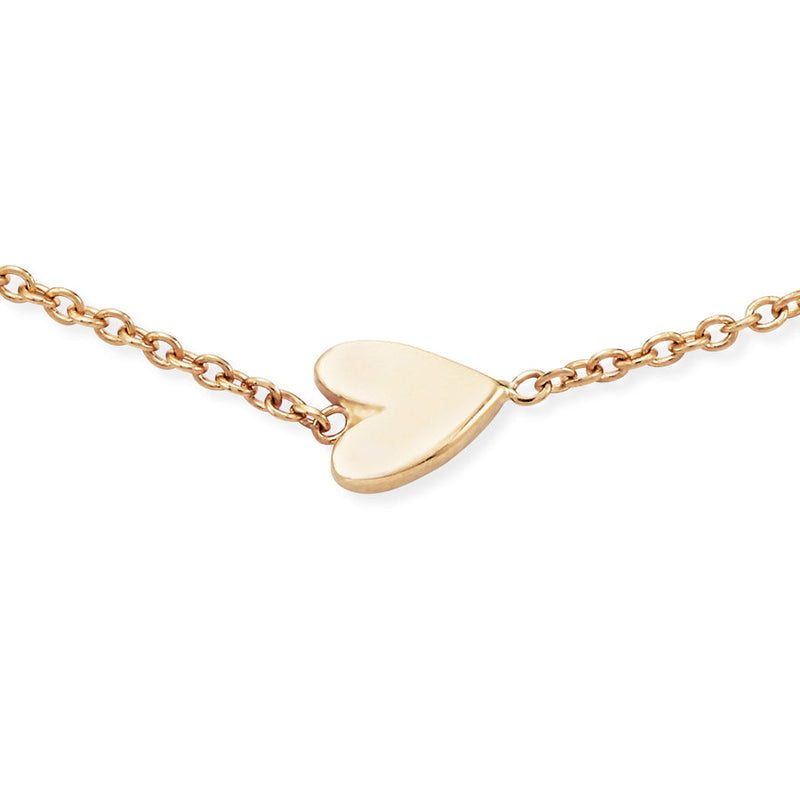 everyday little lovely heart bracelet- 14k Yellow gold chain with a single heart