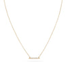 Horizon Necklace - 14k yellow gold with white diamonds . Front view 