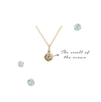 ZAHAVA~ Mini 8mm Golden Atlas Charm necklace- showing how and where the bespoke diamond is placed as you choose. 