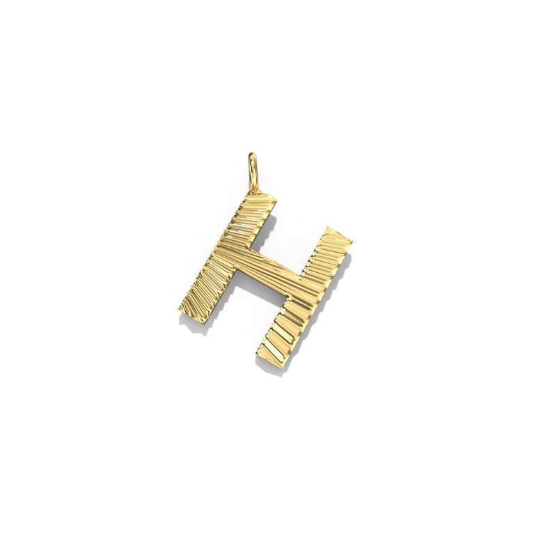 Lifestyle Studio - Fluted H Letter Pendant in 10K Yellow Gold   available at Hickox, Mississauga, Canada  