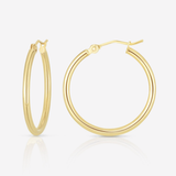 2mm  10k Yellow Gold Tube Hoops- close up 
