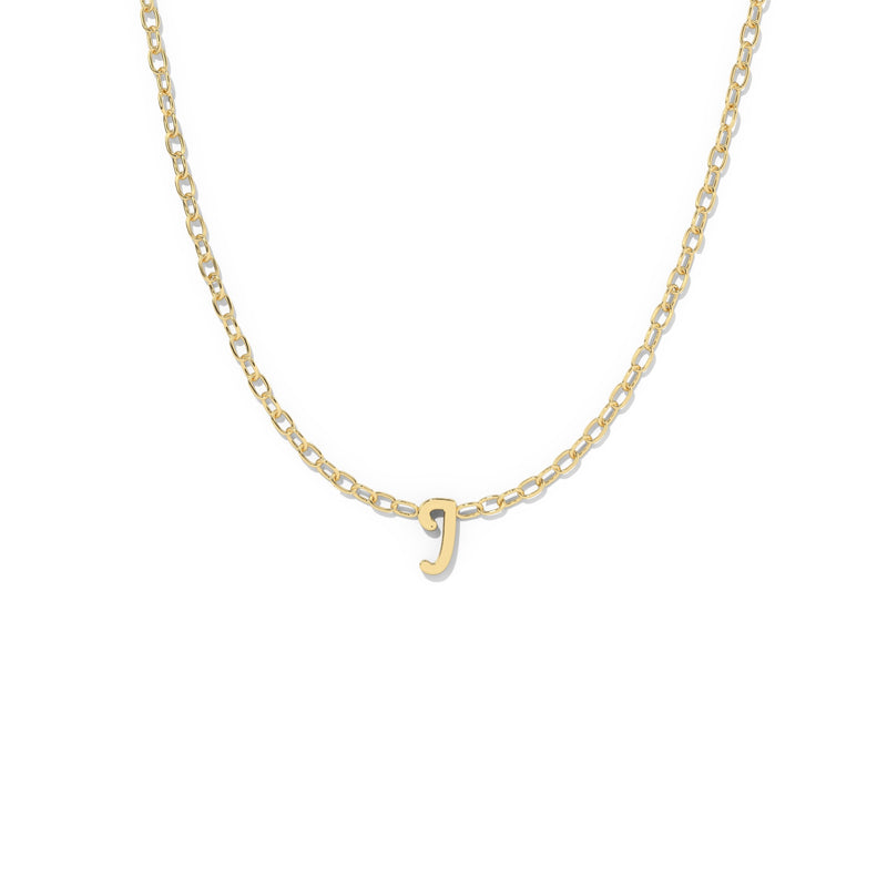 Script Initial Necklace- Yellow Gold –  I