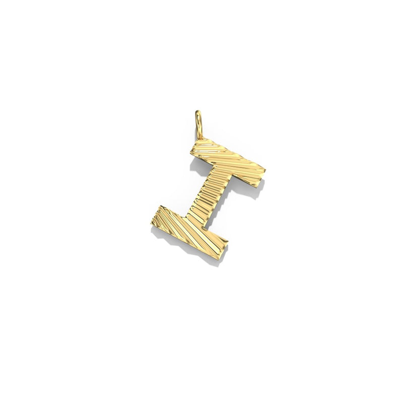 Lifestyle Studio - Fluted I  Letter Pendant in 10K Yellow Gold   available at Hickox, Mississauga, Canada  