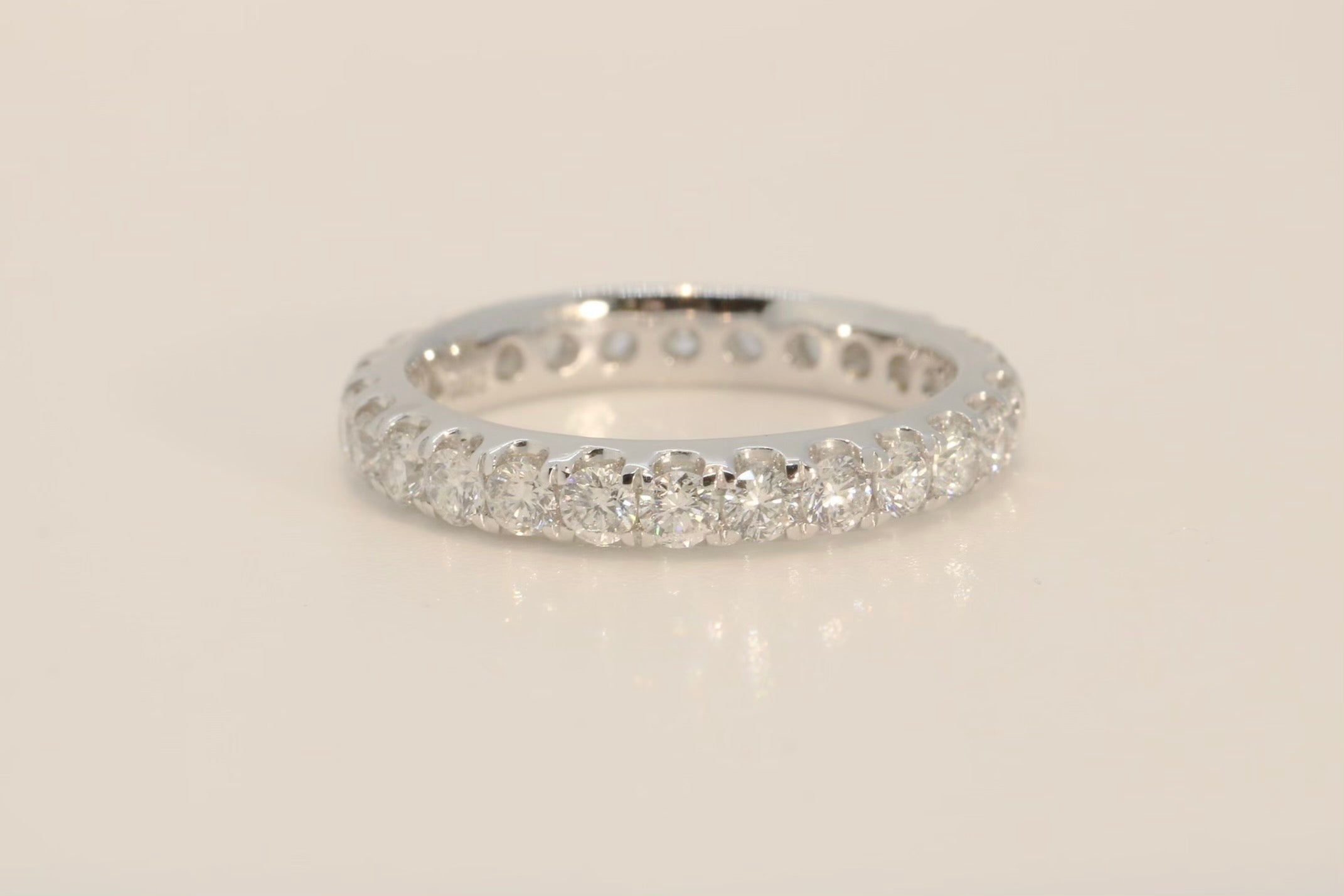 A Diamond Eternity band set in 18kt white gold with 1.52 of diamonds 