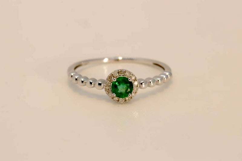 Beaded Emerald Ring