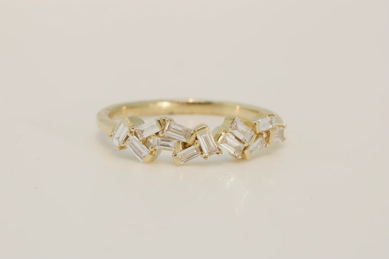 Double zig zag stacker set in 14kt yellow gold with 0..25 of diamonds