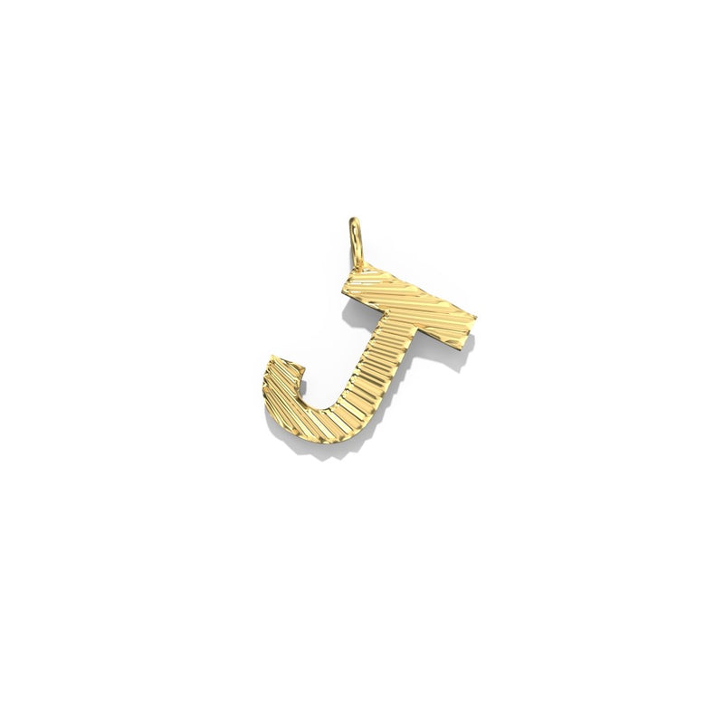 Lifestyle Studio - Fluted J  Letter Pendant in 10K Yellow Gold   available at Hickox, Mississauga, Canada  