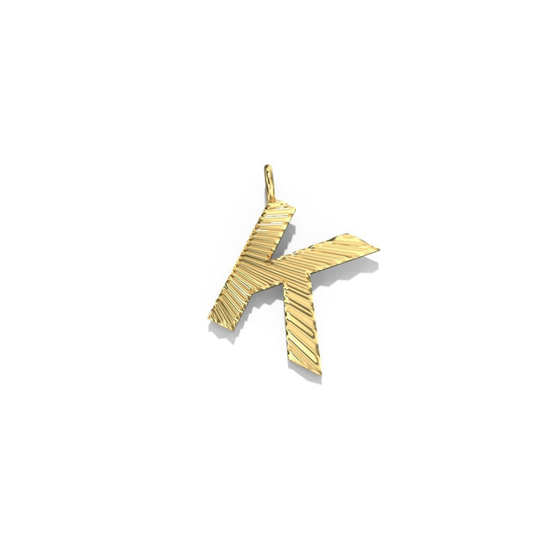 Lifestyle Studio - Fluted  K Letter Pendant in 10K Yellow Gold   available at Hickox, Mississauga, Canada  