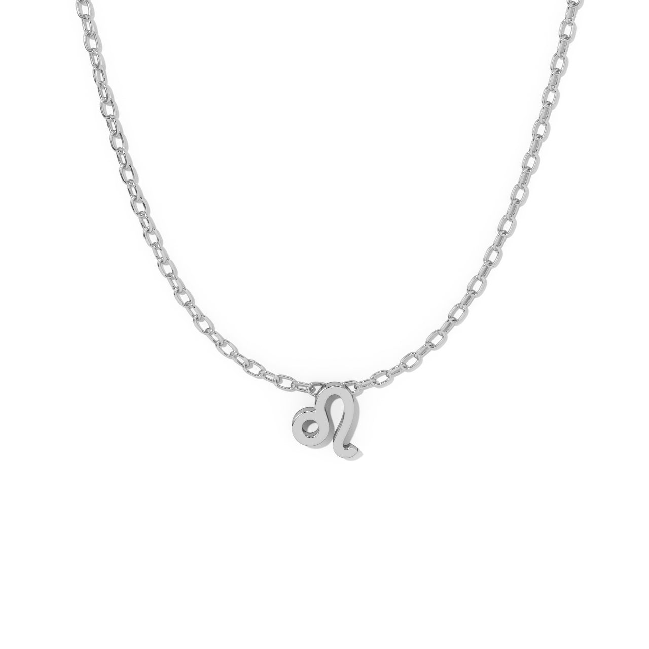 Leo Zodiac  Symbol Necklace White Gold 