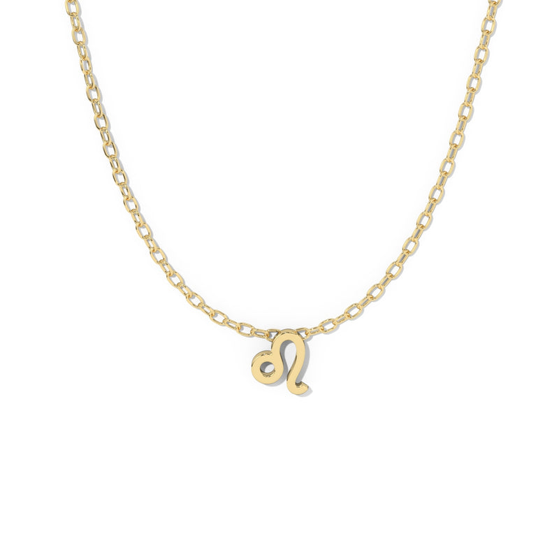 Leo Zodiac  Symbol Necklace Yellow Gold 