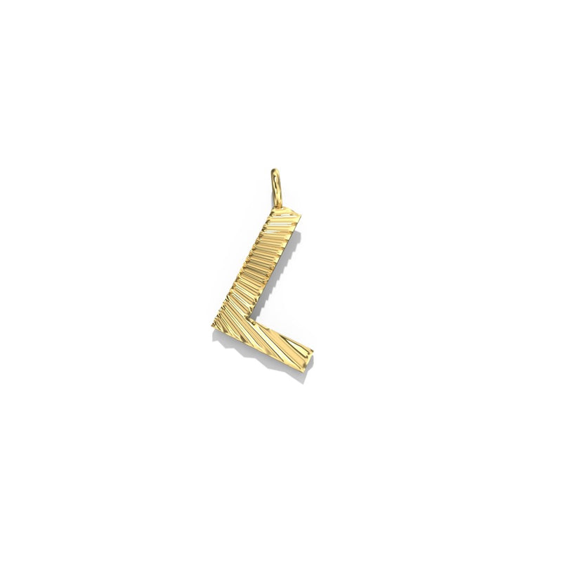 Lifestyle Studio - Fluted L  Letter Pendant in 10K Yellow Gold   available at Hickox, Mississauga, Canada  