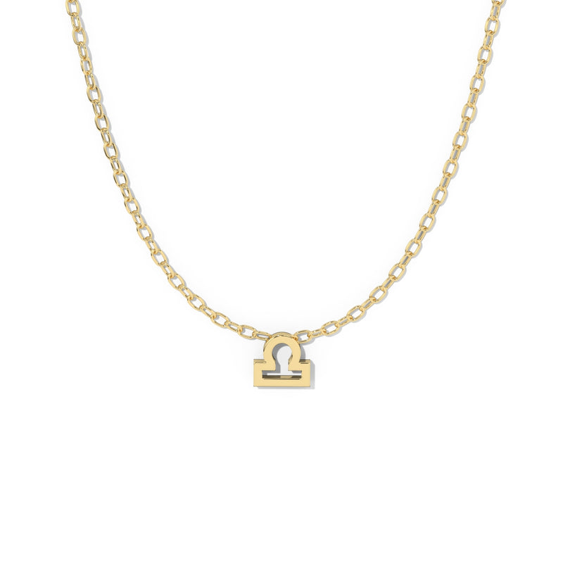 Libra Zodiac  Symbol Necklace Yellow Gold 