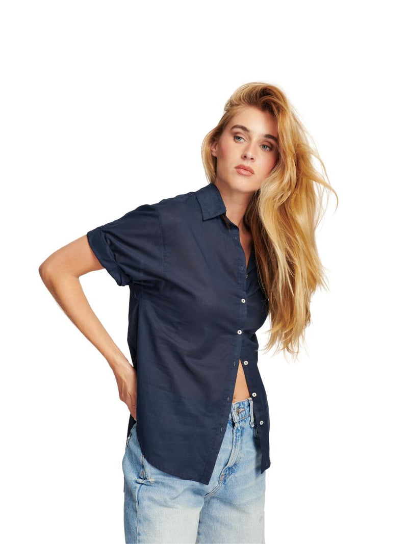 Full view of Shay short sleeve Top in Navy by LINE -Hickox Jewelers and Lifestyle 