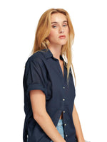 Side view of Shalia Short Sleeve  Top in Navy by LINE The Label @ Hickox Jewelers and Lifestyle 