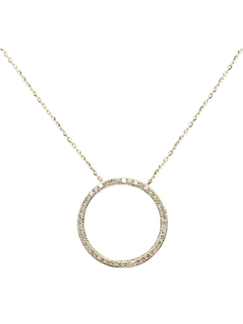 Lifestyle Studio ~ Diamond Circle Pendant  Necklace- close up view