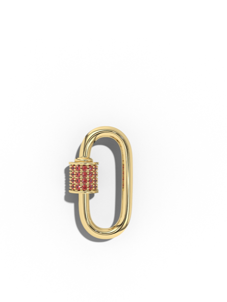 Gold Carabiner  with Ruby's