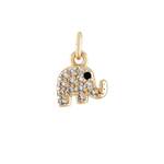 Lucky Elephant Charm in Gold., close up view.