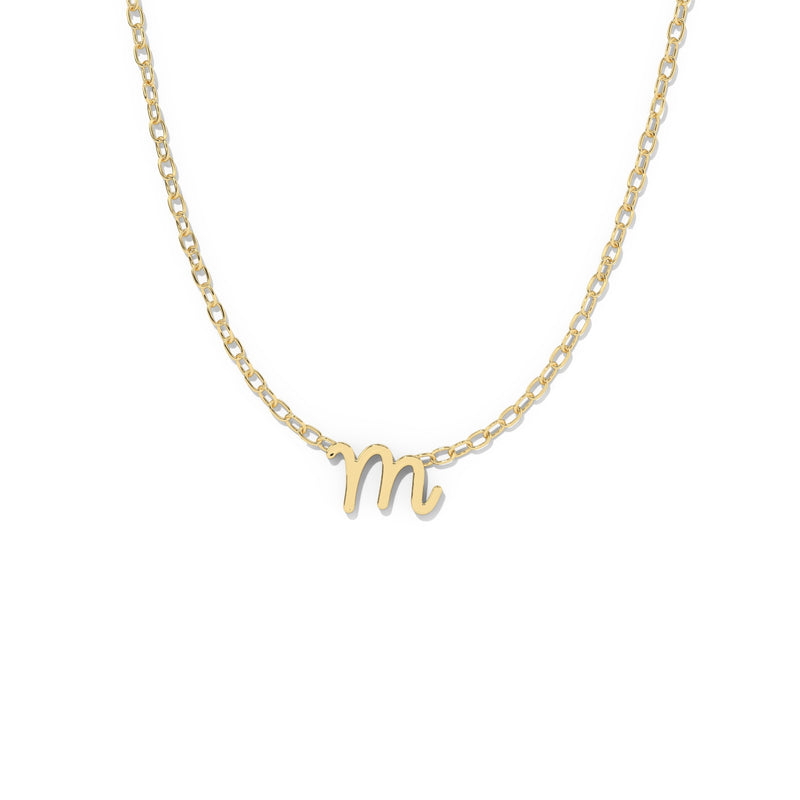 Script Initial Necklace- Yellow Gold –  M