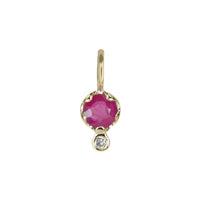 ZAHAVA~ Ruby and Diamond Amulet Pendant~ 10 K Yellow Gold