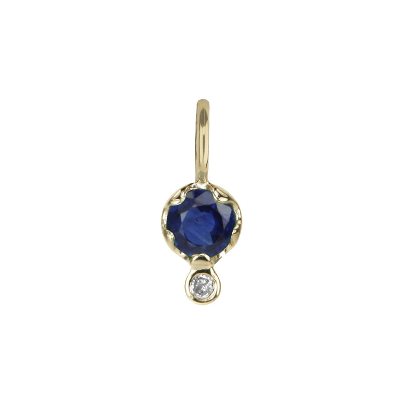 Faceted Sapphire and Diamond Amulet Pendant 10 K Yellow Gold