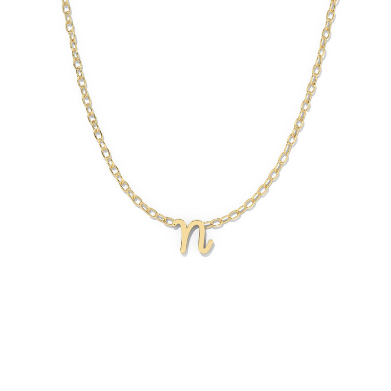 Script Initial Necklace- Yellow Gold –  N