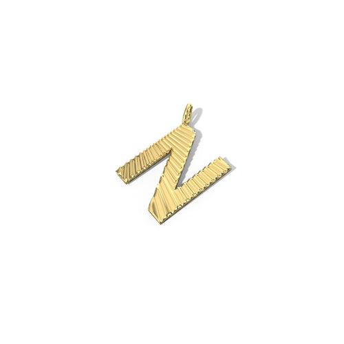 Lifestyle Studio - Fluted  N Letter Pendant in 10K Yellow Gold   available at Hickox, Mississauga, Canada  