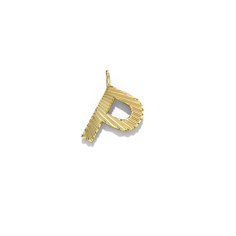 Lifestyle Studio - Fluted Letter P  Pendant in 10K Yellow Gold   available at Hickox, Mississauga, Canada  