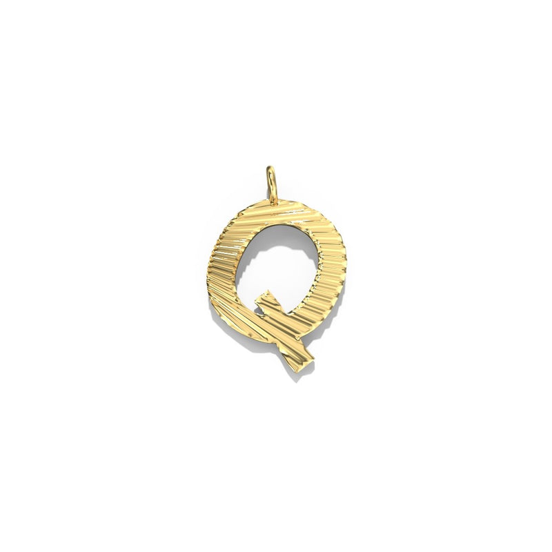 Lifestyle Studio - Fluted Q  Letter Pendant in 10K Yellow Gold   available at Hickox, Mississauga, Canada  