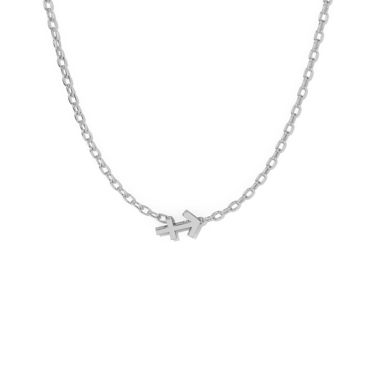 Sagittarius  Zodiac  Symbol Necklace White Gold 