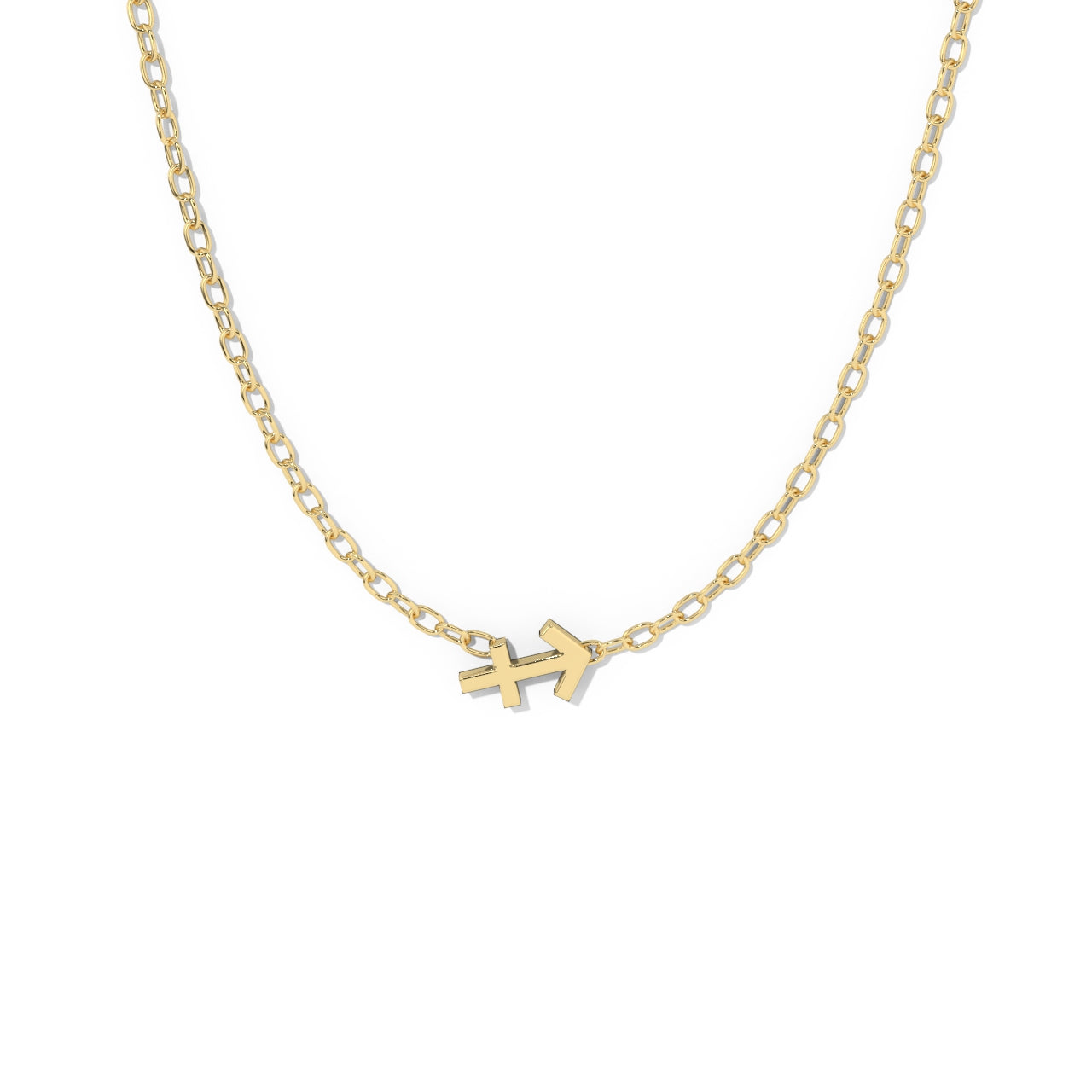 Sagittarius  Zodiac  Symbol Necklace Yellow Gold 