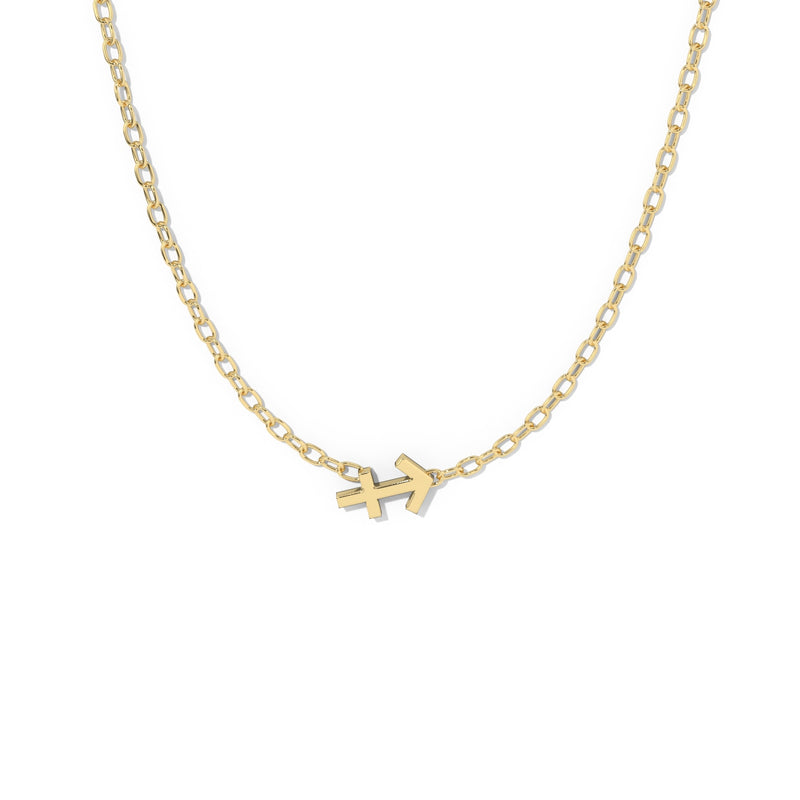 Sagittarius  Zodiac  Symbol Necklace Yellow Gold 