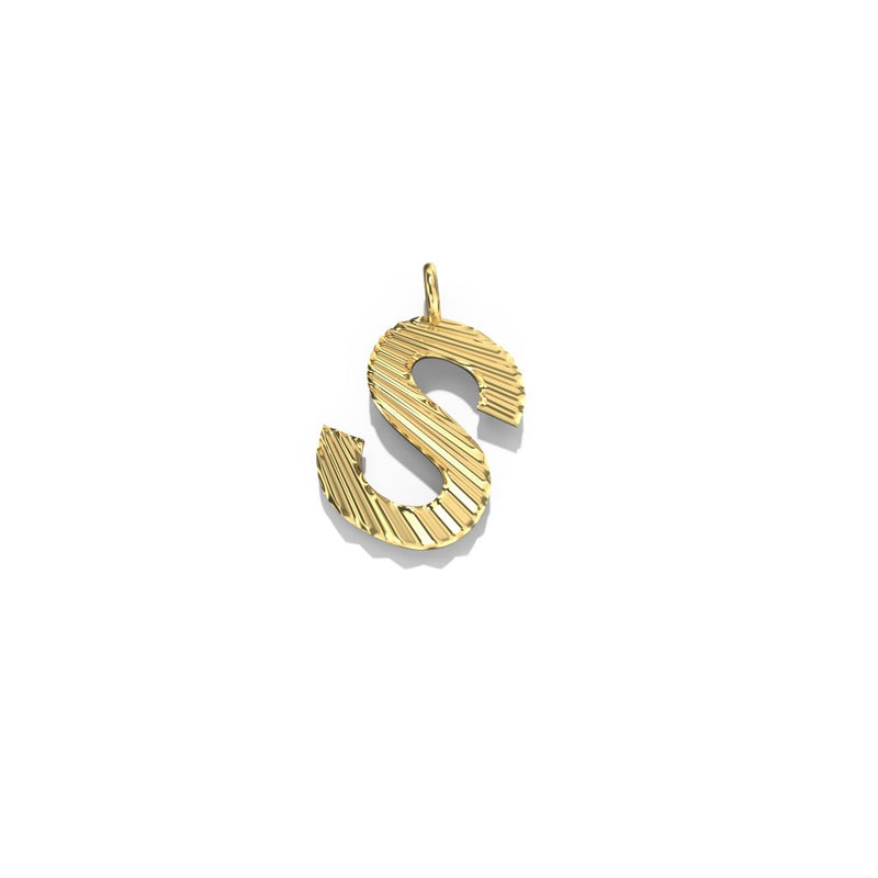 Lifestyle Studio - Fluted  S Letter Pendant in 10K Yellow Gold   available at Hickox, Mississauga, Canada  