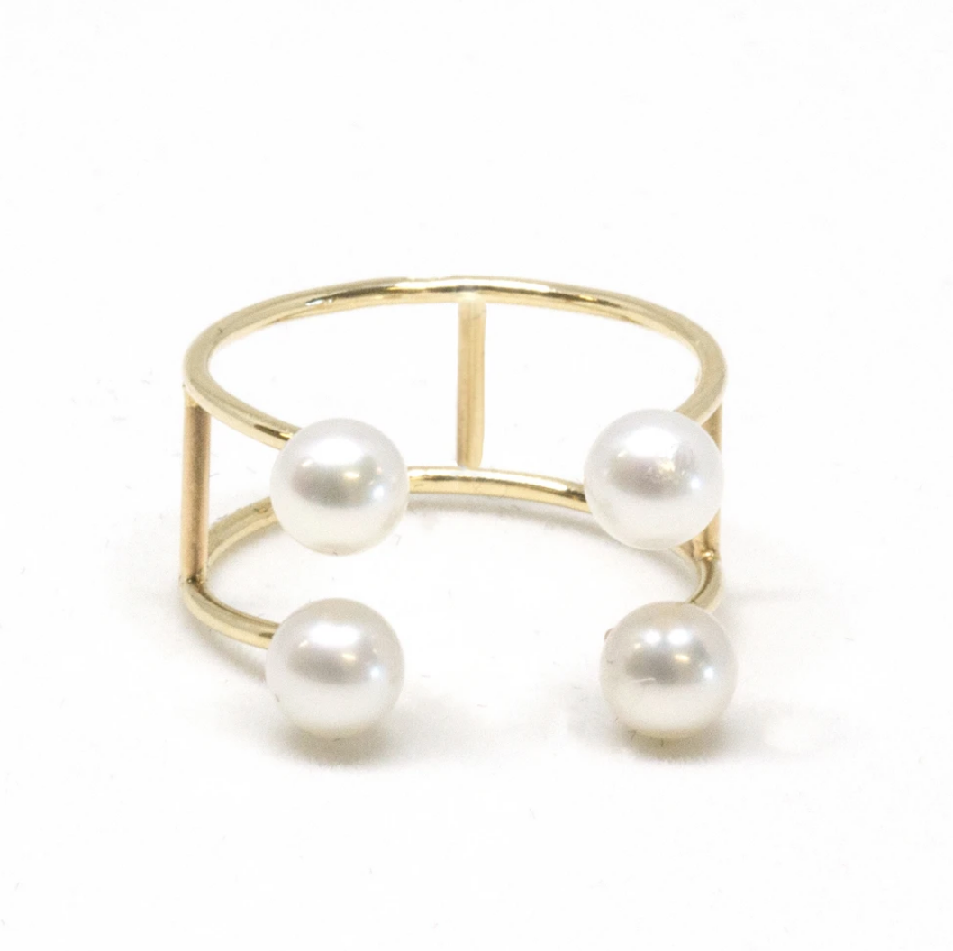 Poppy Finch Double Baby Pearl Open Ring
