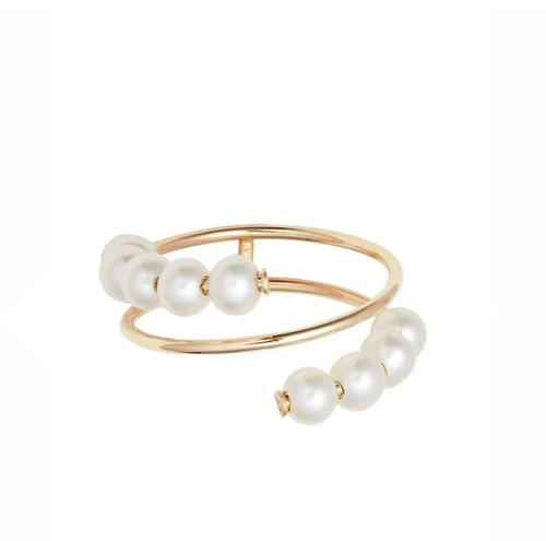Poppy Finch Double Baby Pearl Spiral Ring