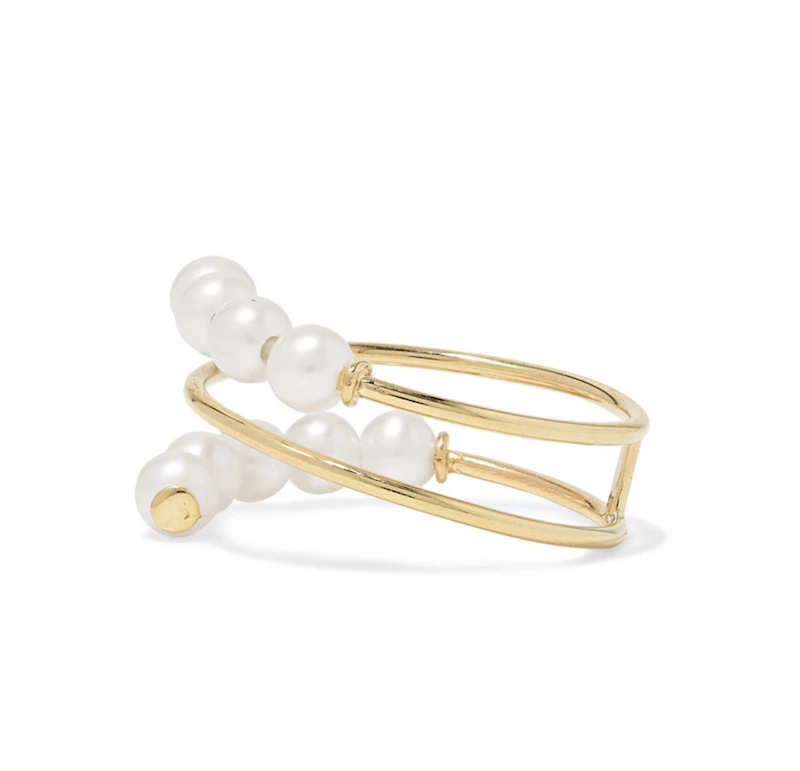 Double Baby Pearl Spiral Ring side view 