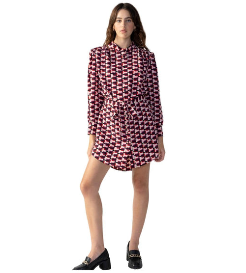 Soft Shirt Mini Dress in Nightview Graphic Print  by Snctuary  