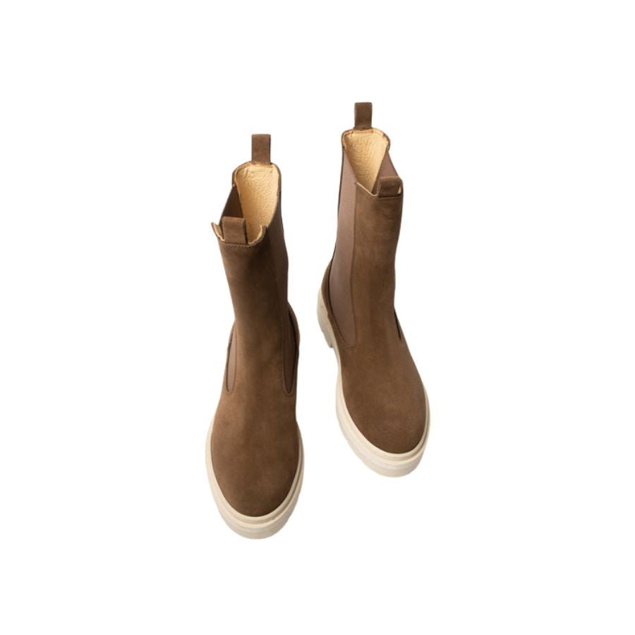 Spark High Chelsea Booting Tanaan Suede - view  looking down at front tight profile.