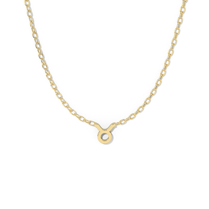 Taurus Zodiac  Symbol Necklace Yellow Gold 