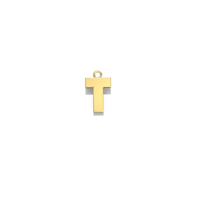 0K Yellow gold small initial charm/ pendent -  T