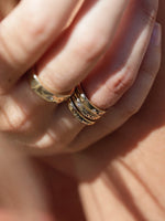 ZAHAVA Rings worn by model in multiple stacks - 'The Light within' 