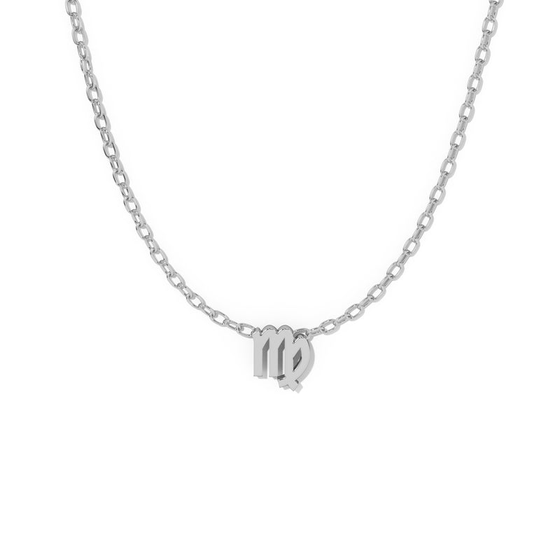 Virgo Zodiac  Symbol Necklace White Gold 