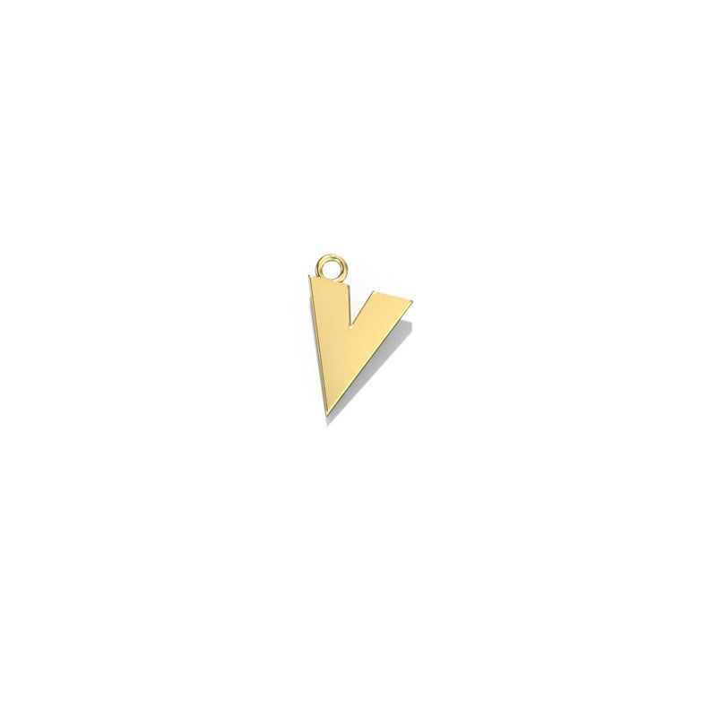 0K Yellow gold small initial charm/ pendent -  V