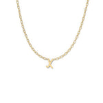 Script Initial Necklace- Yellow Gold –  X