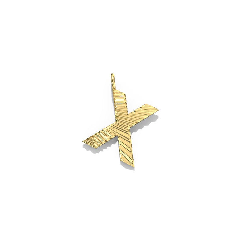 Lifestyle Studio - Fluted  X Letter Pendant in 10K Yellow Gold   available at Hickox, Mississauga, Canada  